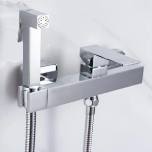 Handheld Toilet Bidet Sprayer Kit Hot & Cold Brass Wall Mount 59” Hose Chrome