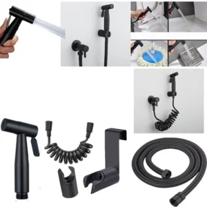 Stainless Steel Toilet Bidet Sprayer Hand Held Douche Kit With Hose Hook Holder