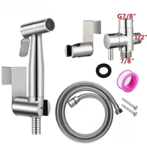 Toilet Shattaf Adapter Hose Bidet Spray Stainless Steel Handheld Shower Head US