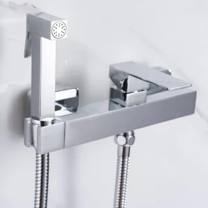 Handheld Toilet Bidet Sprayer Kit Hot & Cold Brass Wall Mount 59” Hose Chrome